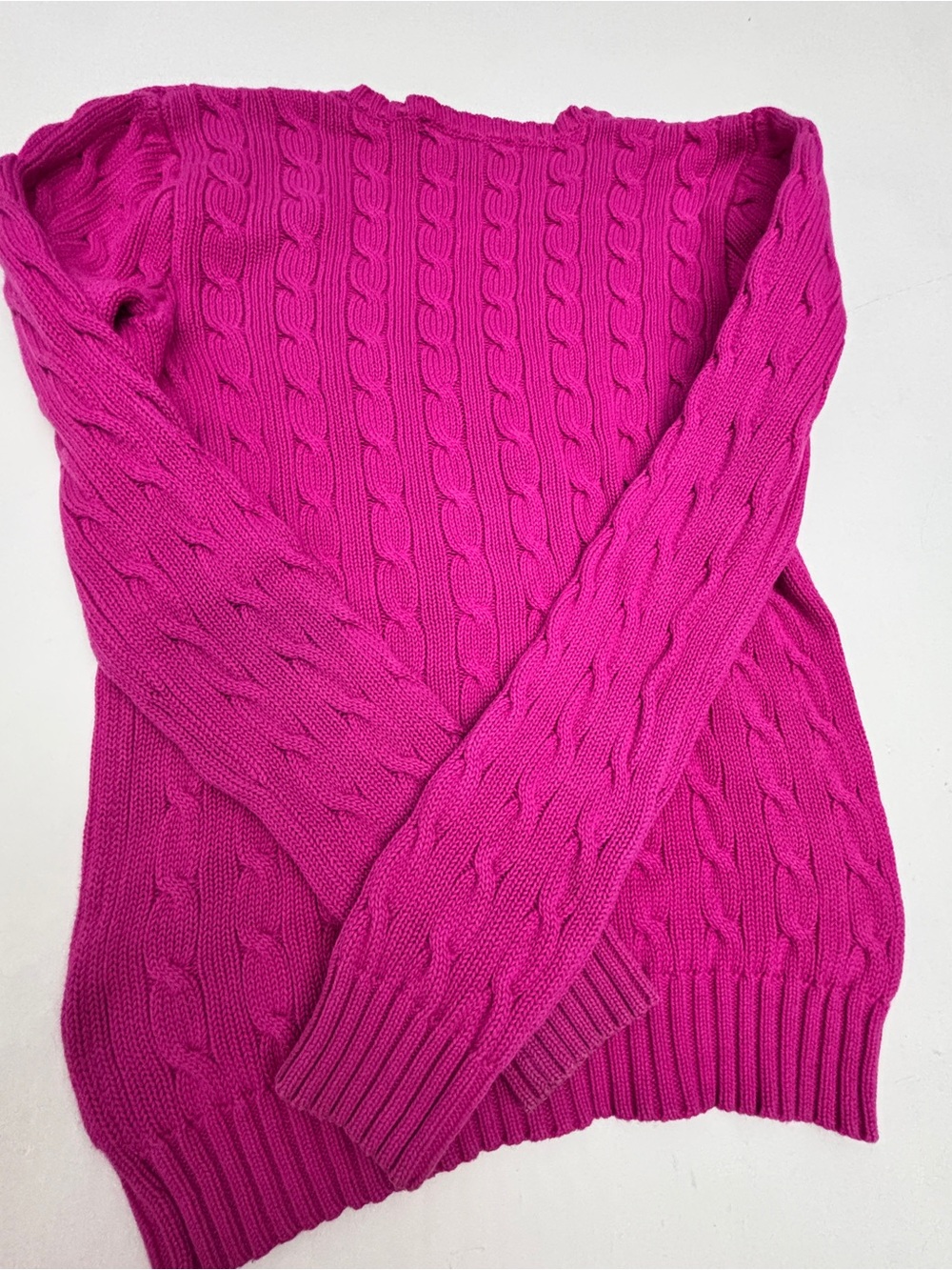Ralph Lauren Pink Cable Knit V-Neck Sweater Medium - Picture 3 of 9